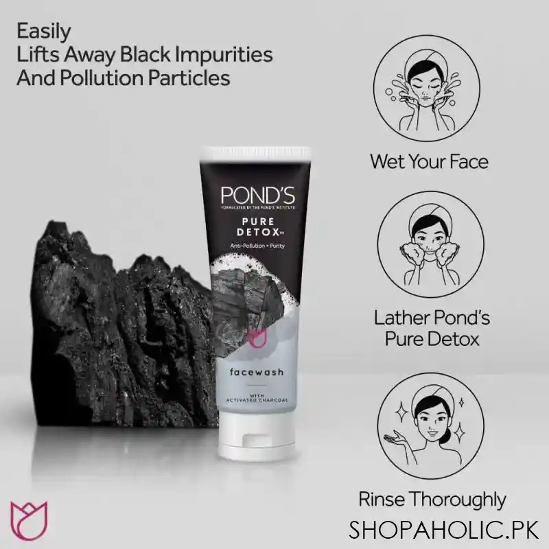 pond's pure detox anti pollution + purity face wash, 50g image2