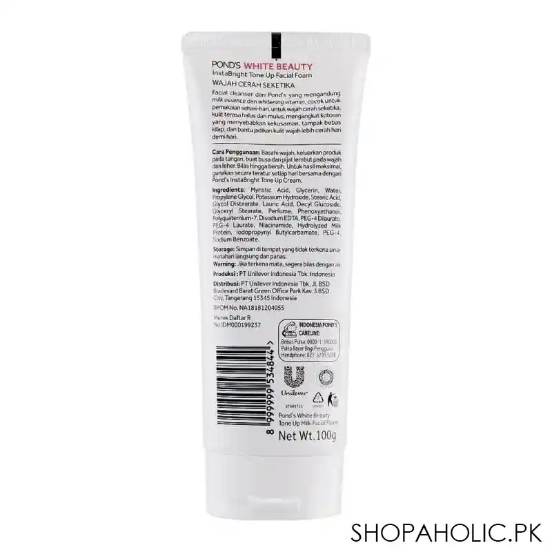 pond's white beauty insta bright tone up facial foam, 100g image2