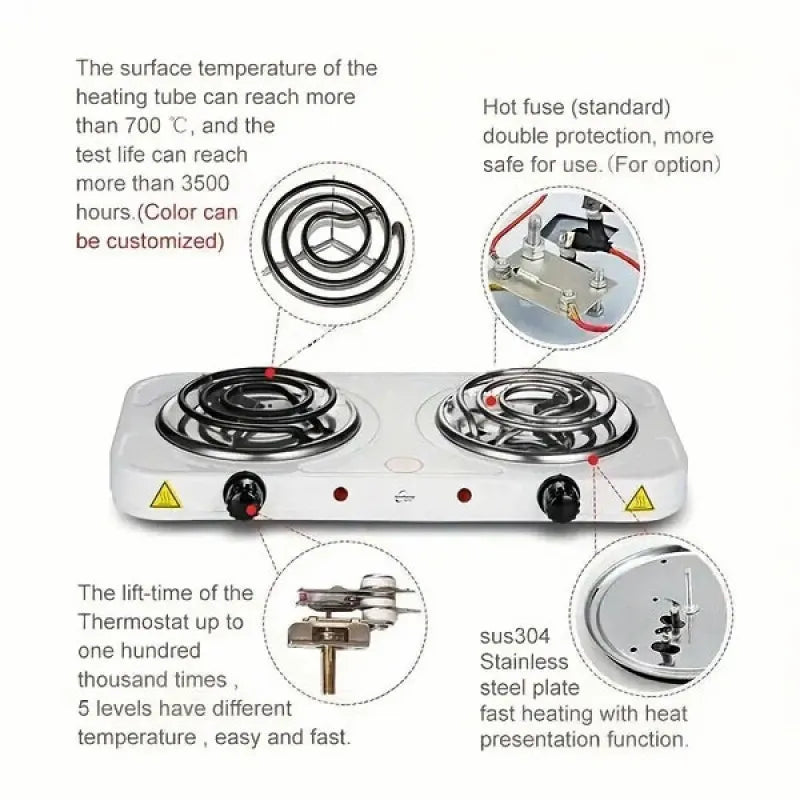 portable electric dual stove for cooking 2000w image3