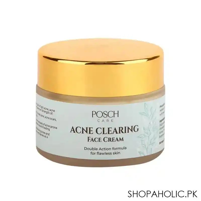 posch care acne clearing face cream, double action formula for flawless skin, 50ml main image