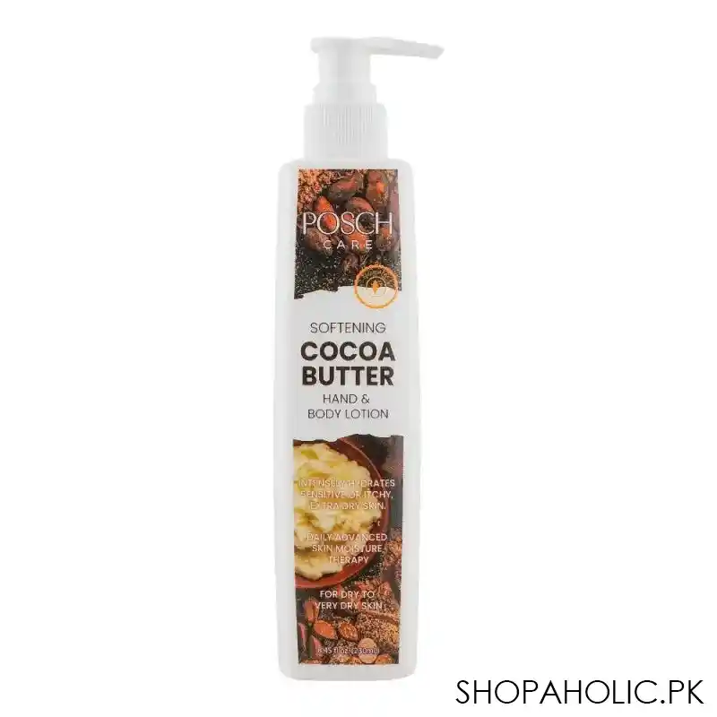 posch care softening cooa butter hand & body lotion, for dry to very dry skin, 230ml main image