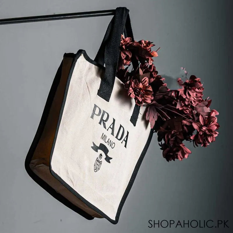 prada milano heavy canvas shopping bag image2