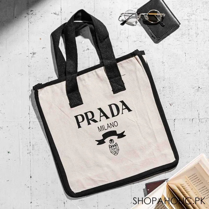 prada milano heavy canvas shopping bag main image