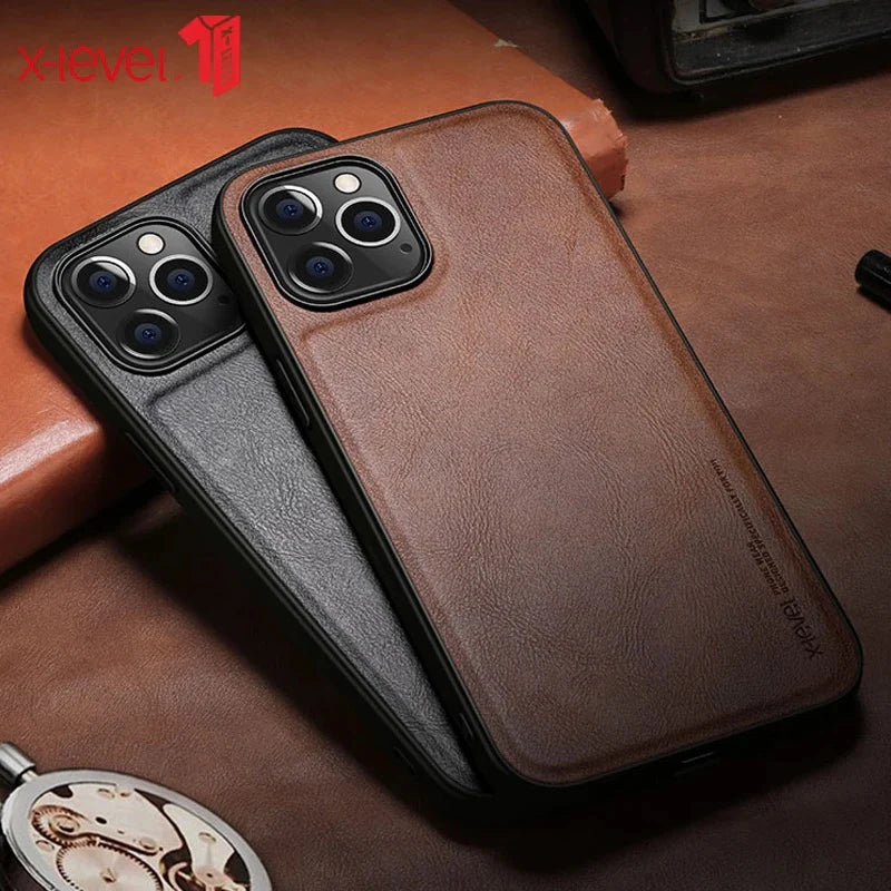 Premium X-Level Leather Business Style iPhone Case Cover