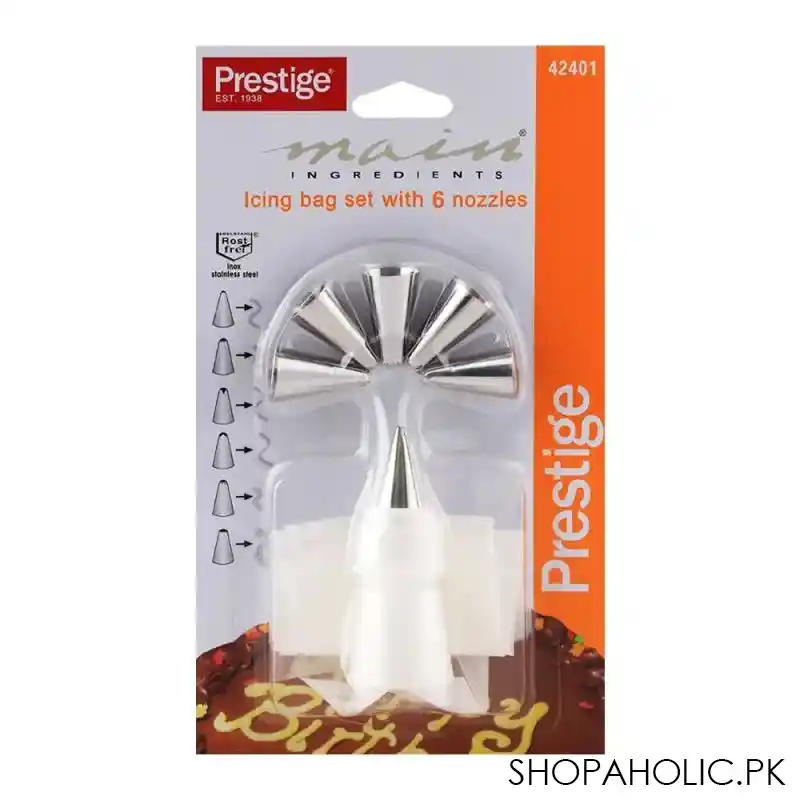 prestige icing bag with 6 nozzles   42401 main image