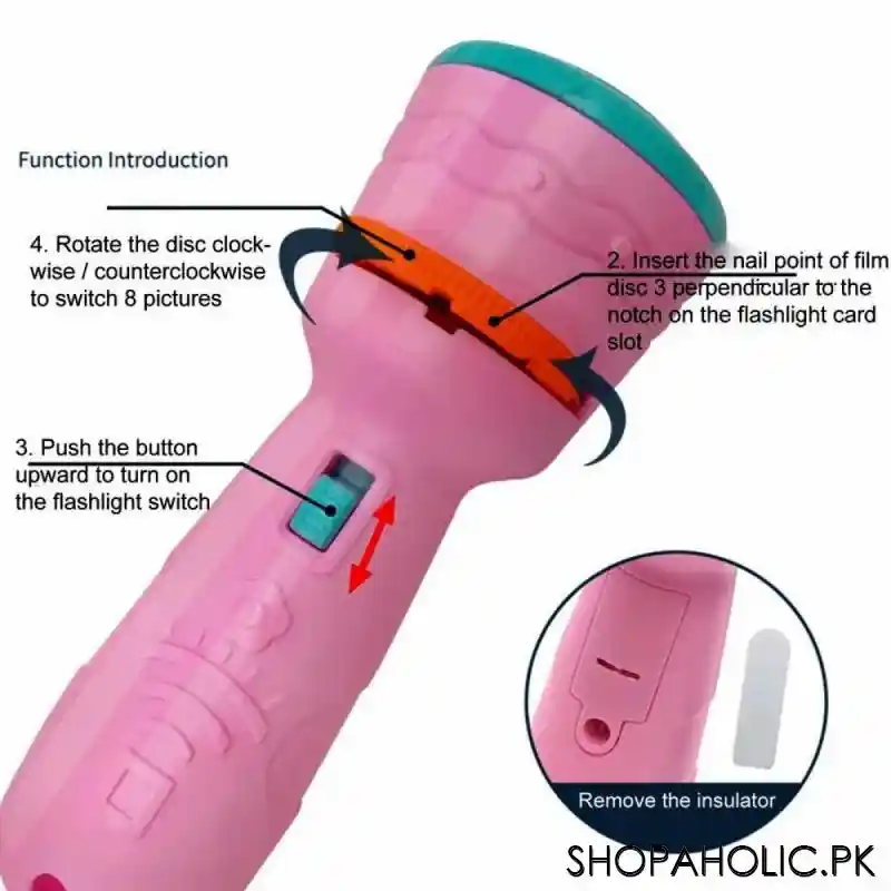 projection flashlight torch toy for kids (3 slides of 24 different random images) image4