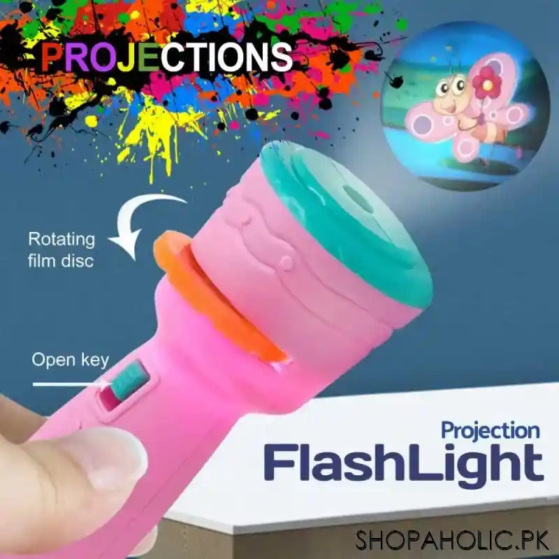 projection flashlight torch toy for kids (3 slides of 24 different random images) main image