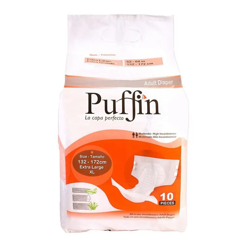 puffin adult diaper, extra large 132 172 cm, 10 pack main image