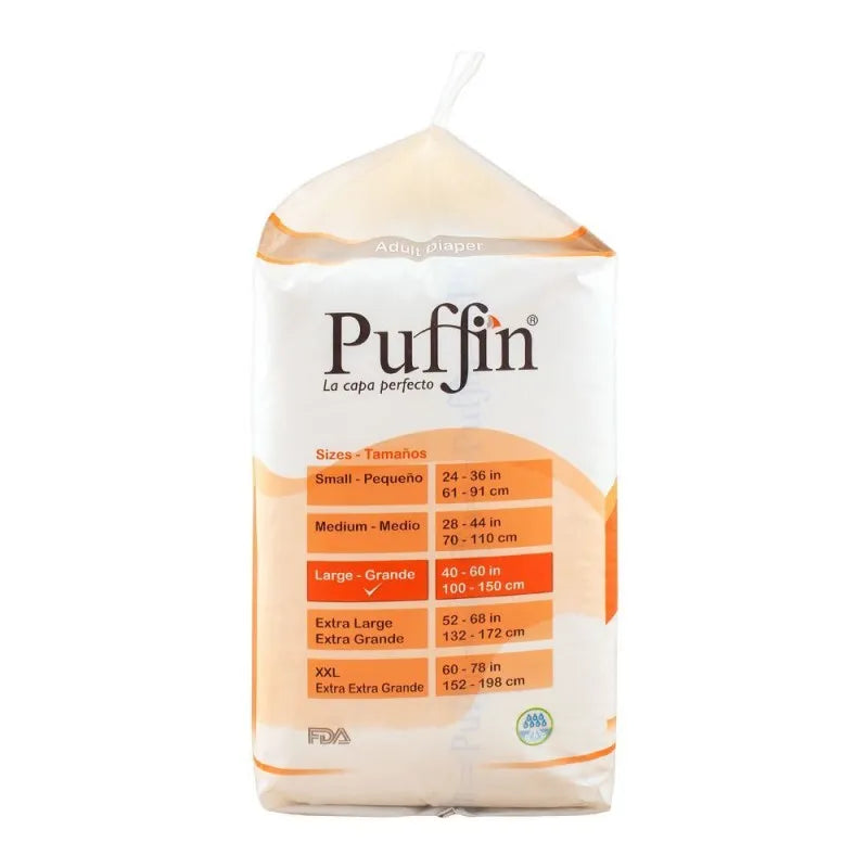 puffin adult diaper, large, 100 150cm/39 59 inches, 10 pack image2