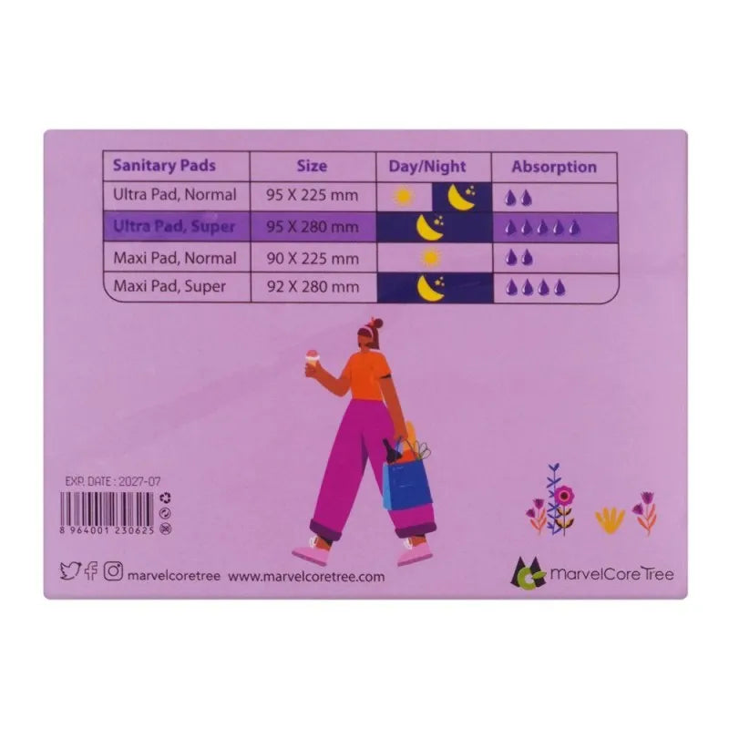 puffin sanitary napkins night ultra super pads, 12 pack image3