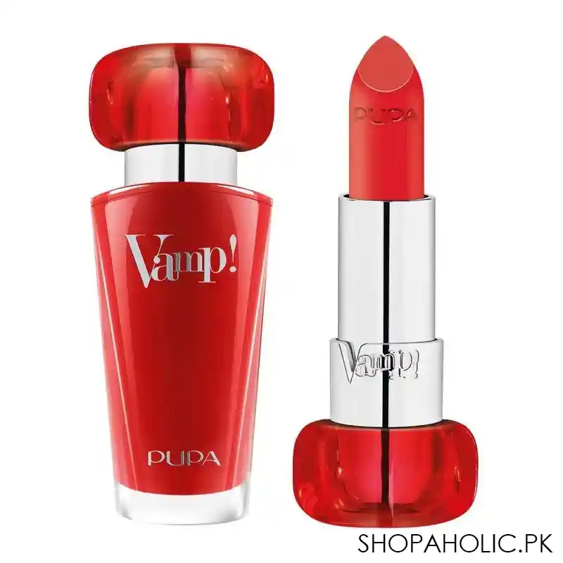 pupa milano vamp extreme colour lipstick with plumping treatment, 305, true orange main image