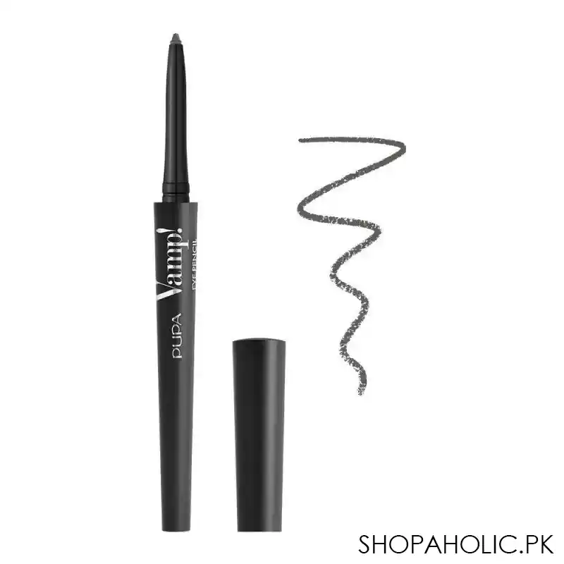 pupa milano vamp eye pencil 2 in 1 eyeliner and kajal waterproof, 101, rockstar grey main image