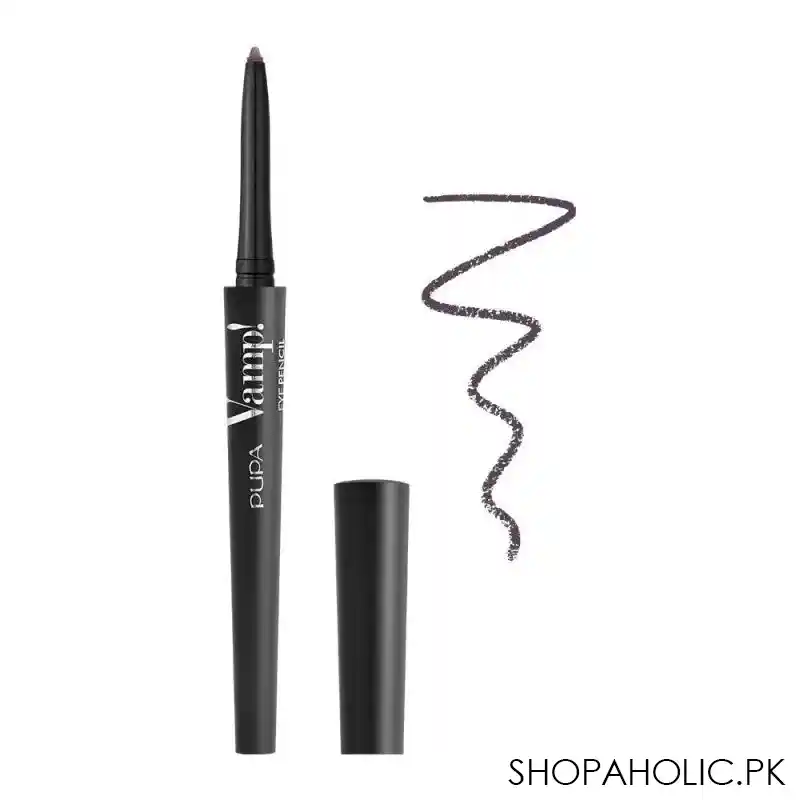 pupa milano vamp eye pencil 2 in 1 eyeliner and kajal waterproof, 102, ambitious plum main image