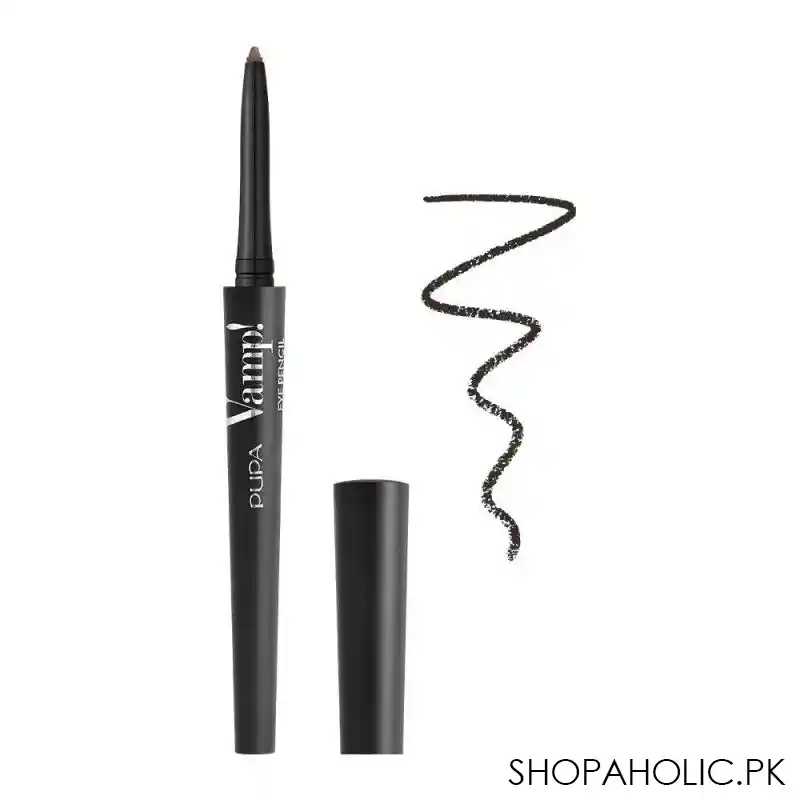 pupa milano vamp eye pencil 2 in 1 eyeliner and kajal waterproof, 202, outstanding brown main image