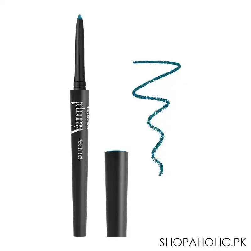 pupa milano vamp eye pencil 2 in 1 eyeliner and kajal waterproof, 305, king peacock main image