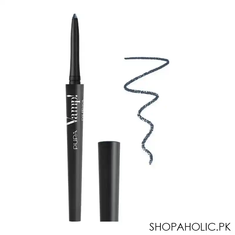 pupa milano vamp eye pencil 2 in 1 eyeliner and kajal waterproof, 400, midnight blue main image