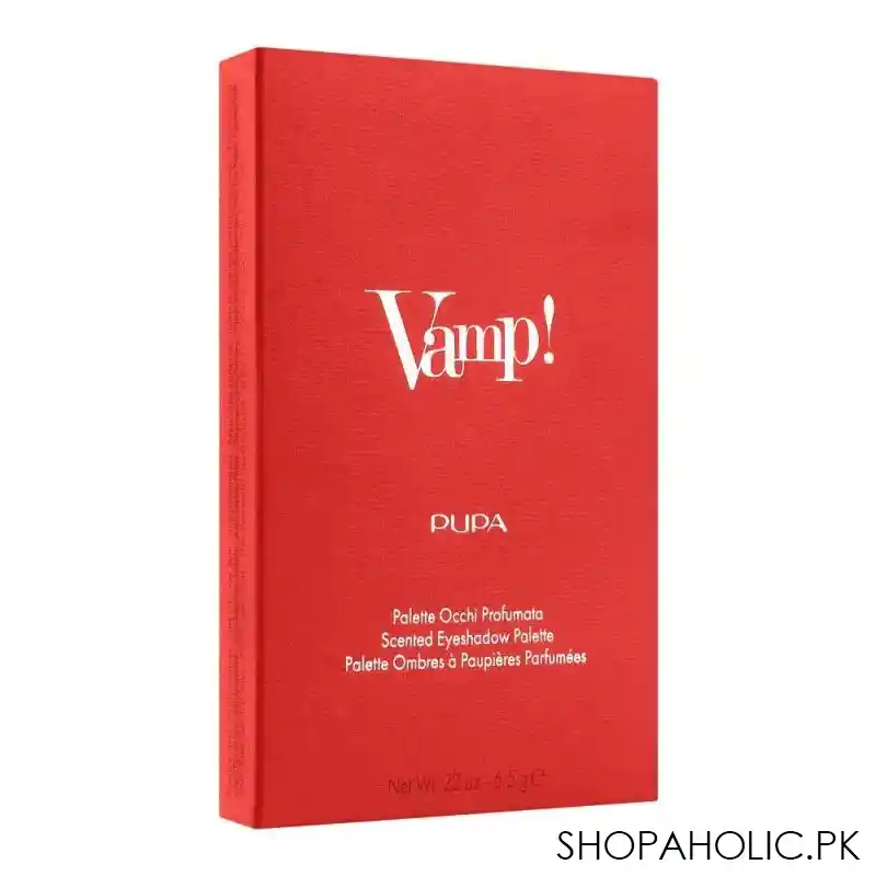 pupa milano vamp scented eye shadow palette, 001, sensual red warm shade image2