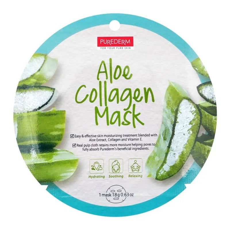 purederm aloe collagen face mask, 18g main image