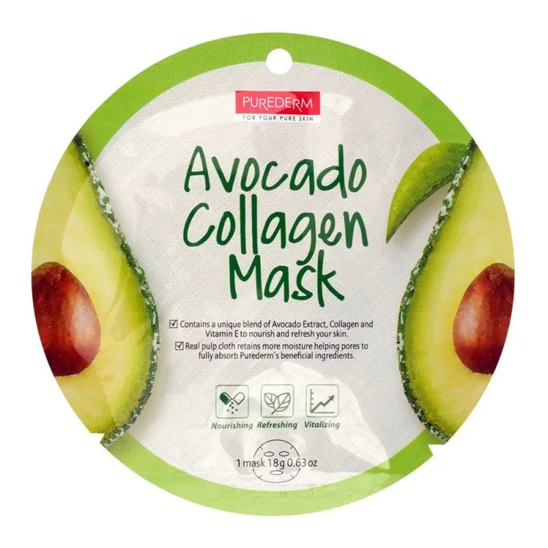 purederm avocado collagen face mask, 18g main image