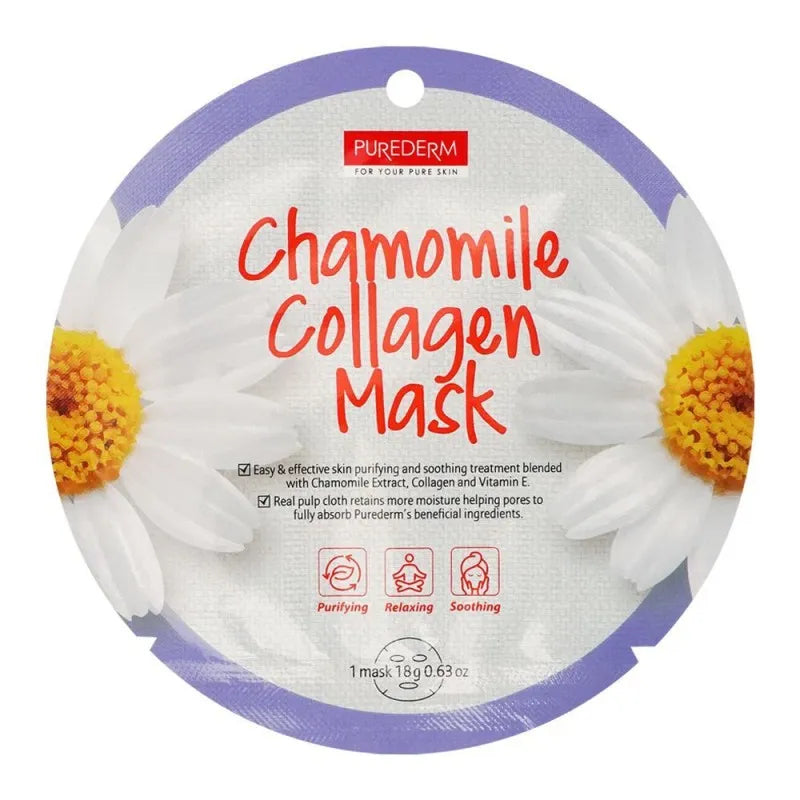 purederm chamomile collagen face mask, 18g main image