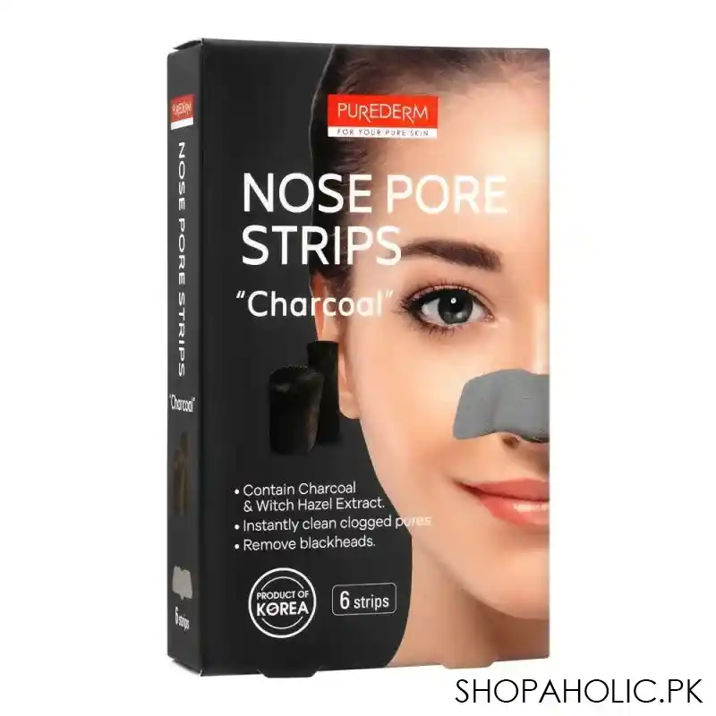 purederm charcoal nose pore strips, 6 strips main image