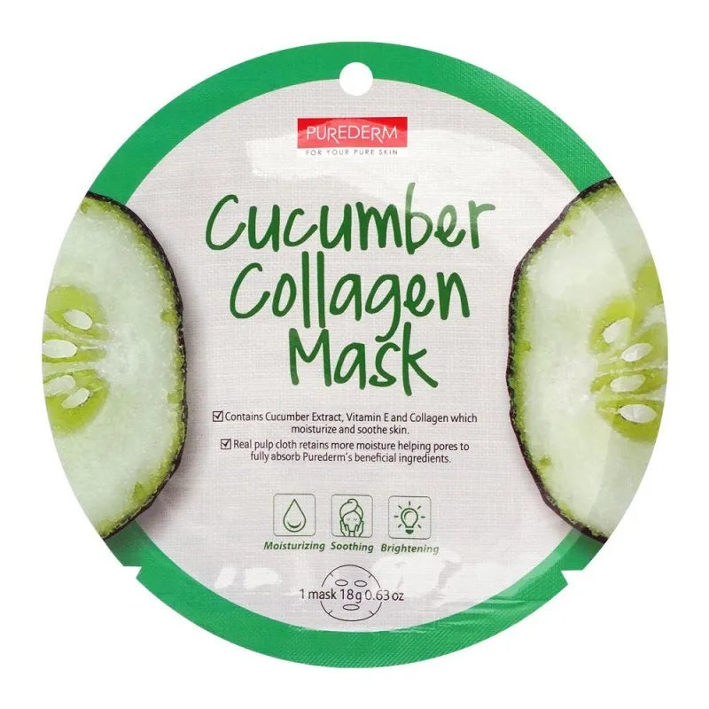 purederm cucumber collagen face mask, 18g main image