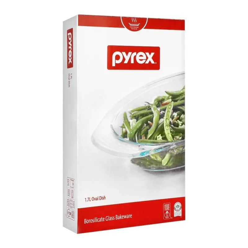 pyrex borosilicate glass bakeware oval dish, 1.7 liter, px ovd1700h image2