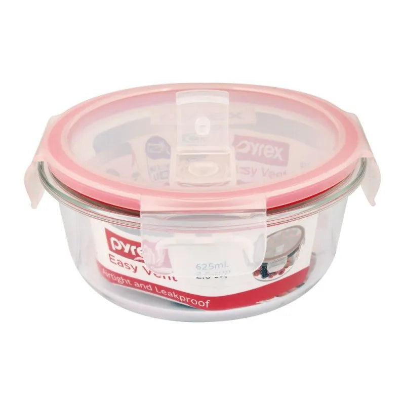 pyrex easy vent rectangular glass food storage with lid, 625ml, px ev625r image2