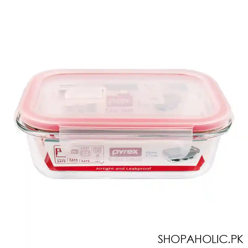 Pyrex Easy Vent Rectangular Glass Food Storage With Lid, 655ml, PX-EV655RC - Main Image