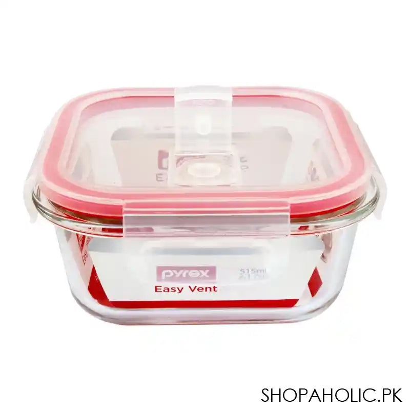 Pyrex Easy Vent Square Glass Food Storage With Lid, 515ml, PX-EV515S - Image 2