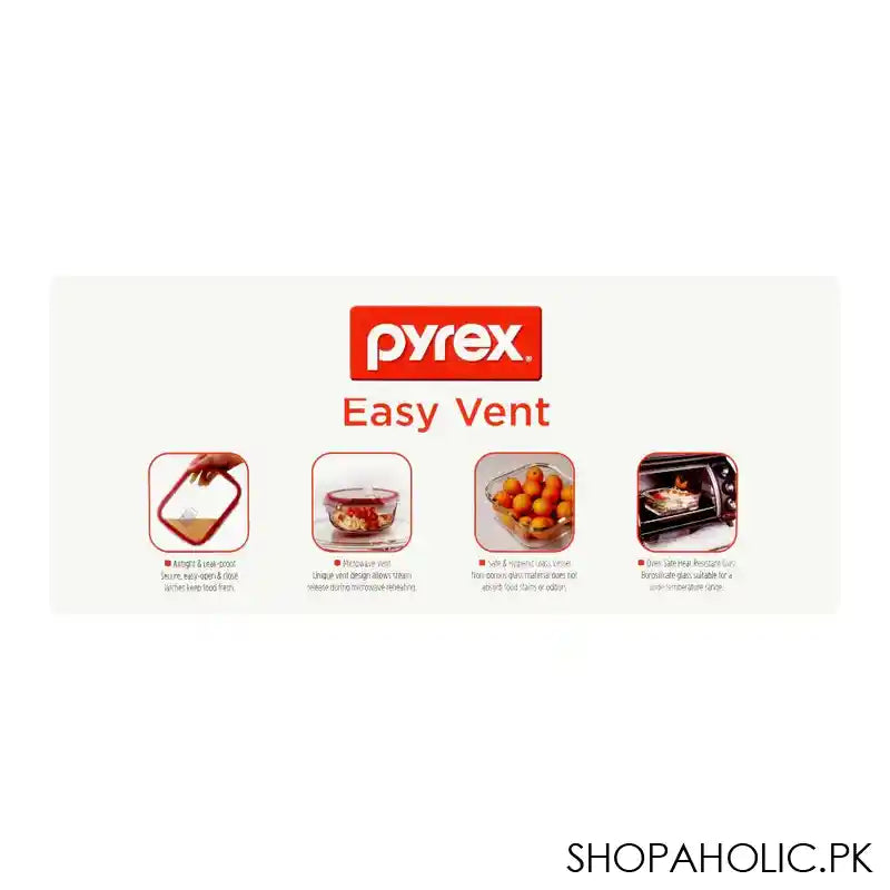 Pyrex Easy Vent Square Glass Food Storage With Lid, 805ml, PX-EV805S - Image 4