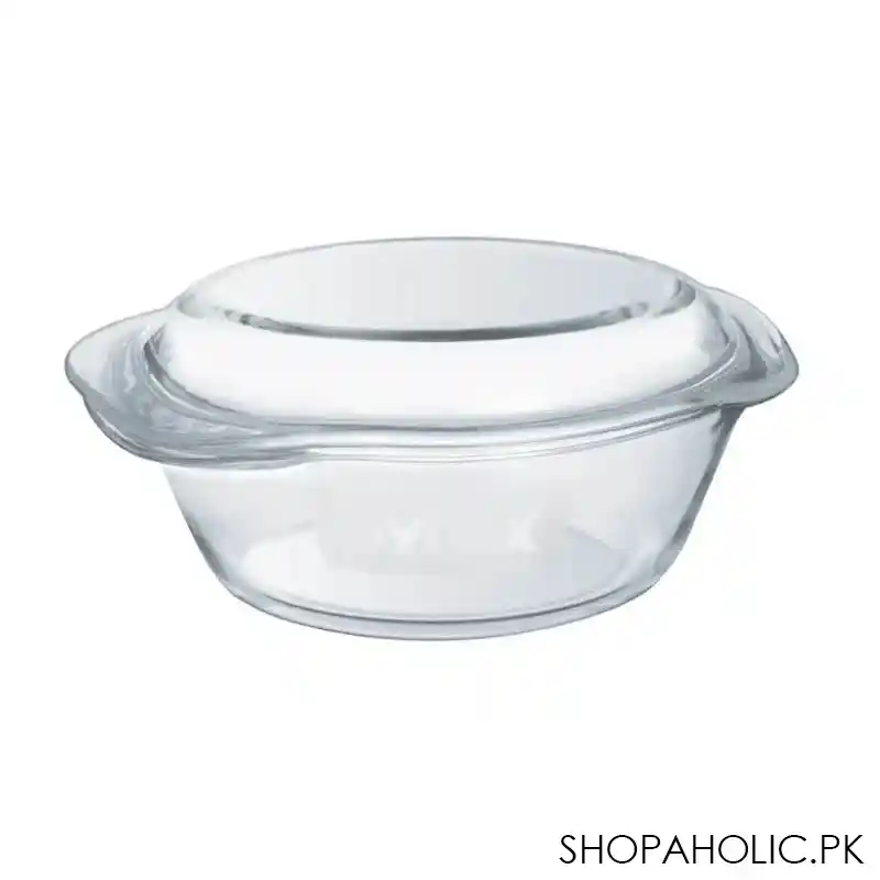 pyrex round bakeware borosilicate glass casserole, 1.4 liter with lid, px cas1400lh main image