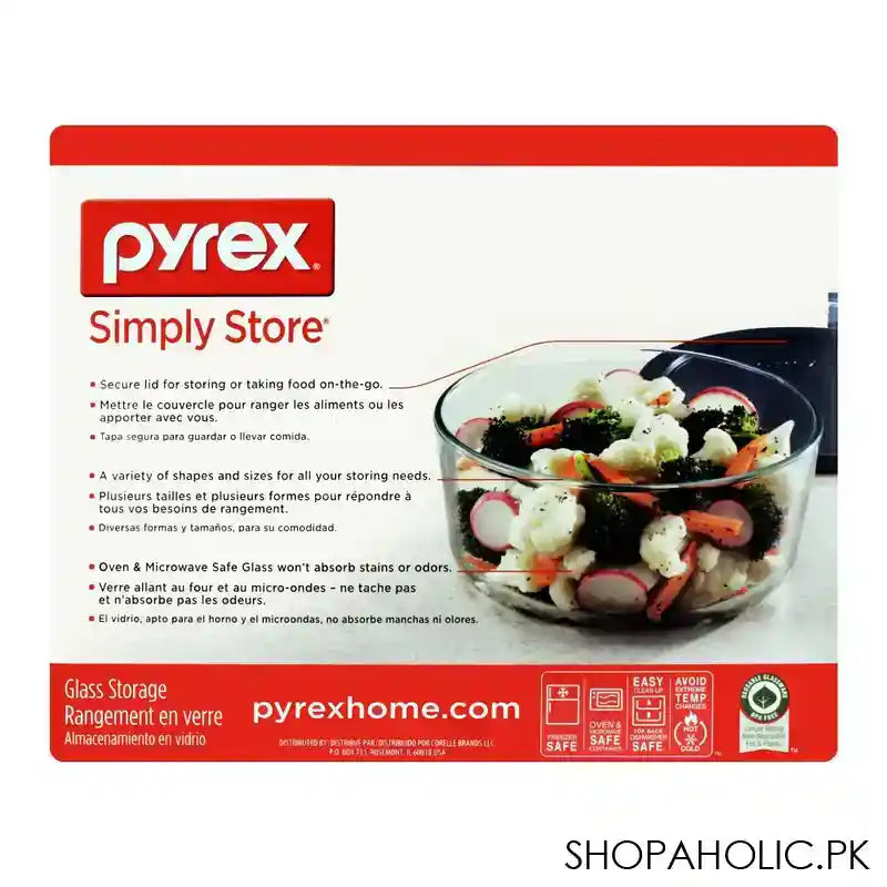 Pyrex Round Glass Storage Container With Blue Lid Set, 6 Pieces, 6010170 - Image 5