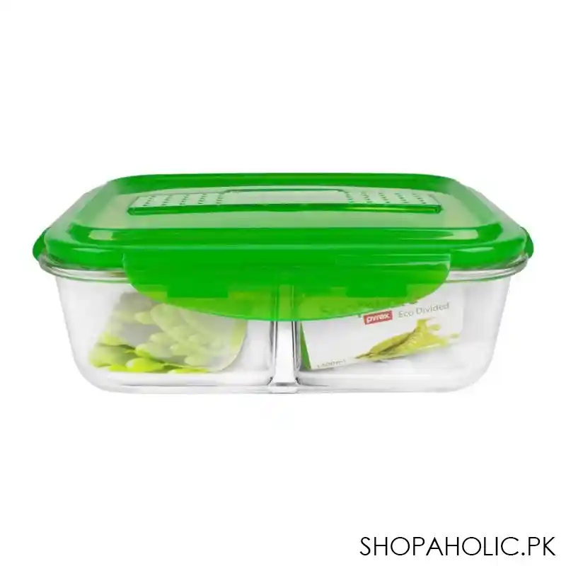 pyrex snap ware divided glass storage, 1400ml with clapboard, sn dvdln 1400rc/t main image