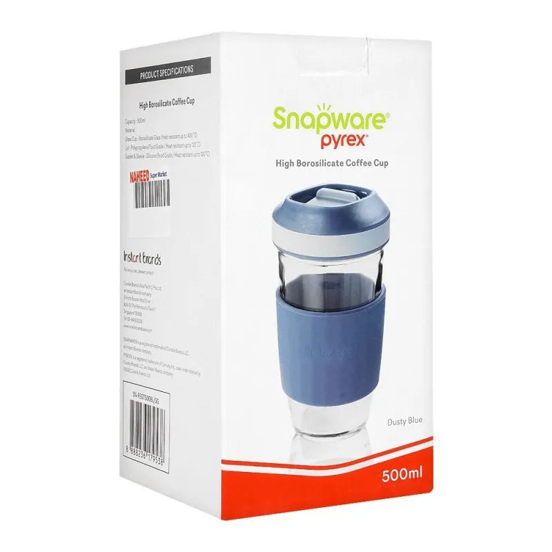 pyrex snap ware glass tumbler, blue, 500ml, sn fegt500bl/sg main image