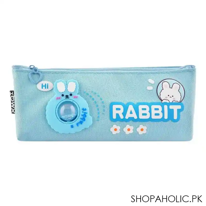 rabbit pencil box pouch, blue, h 522 main image