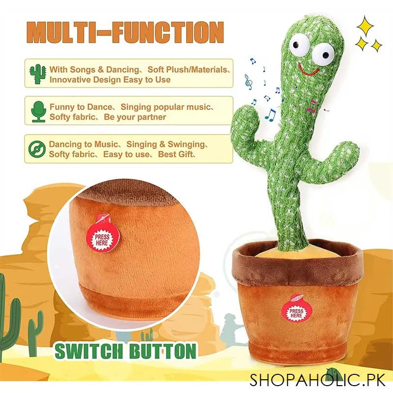 rechargeable  dancing cactus plush talkative kids toy image3