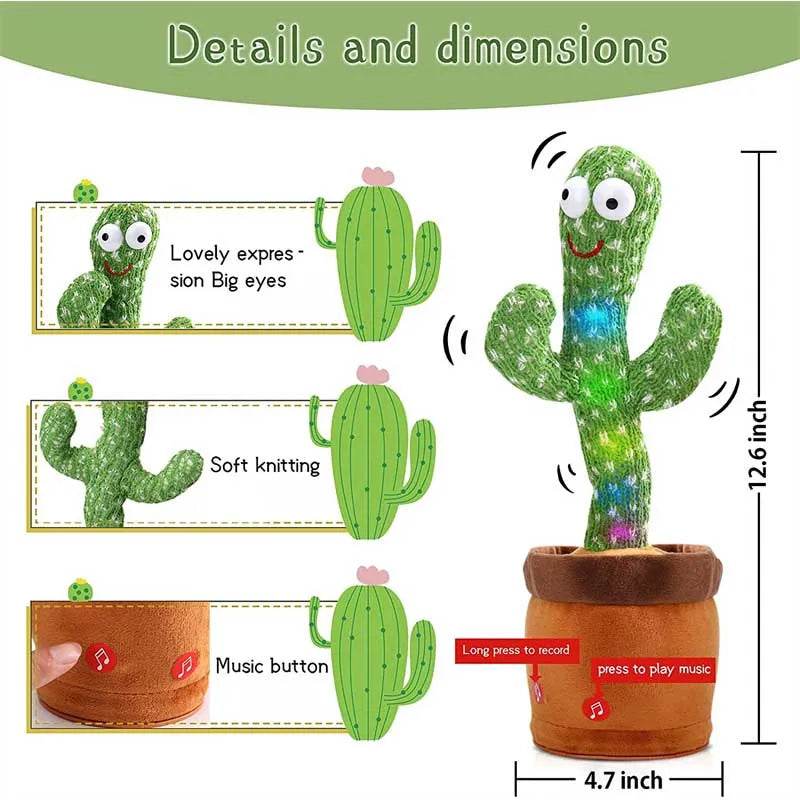 rechargeable  dancing cactus plush talkative kids toy image9