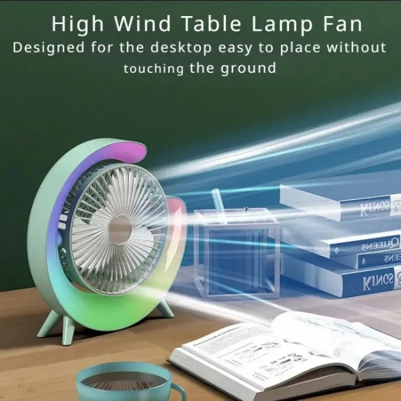 rechargeable desktop fan with colorful led light main image