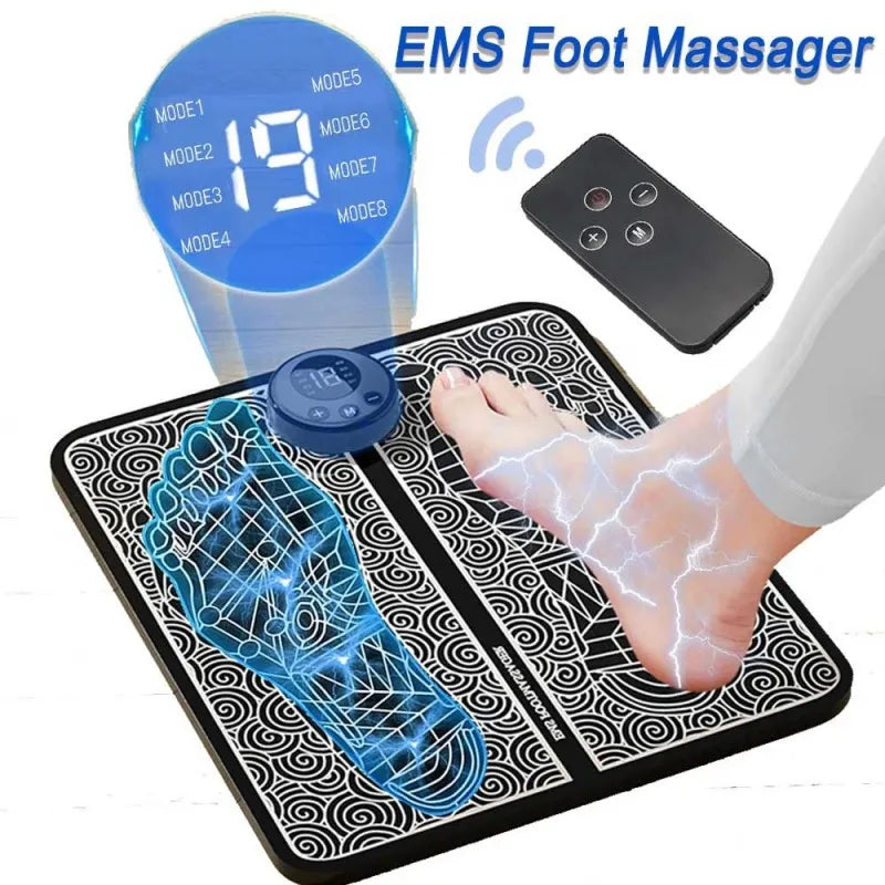 rechargeable portable ems electric foot massage pad feet simulator image2