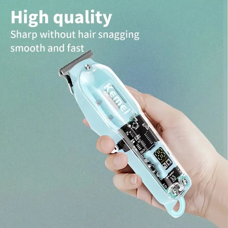 rechargeable transparent body led display professional hair clipper image3