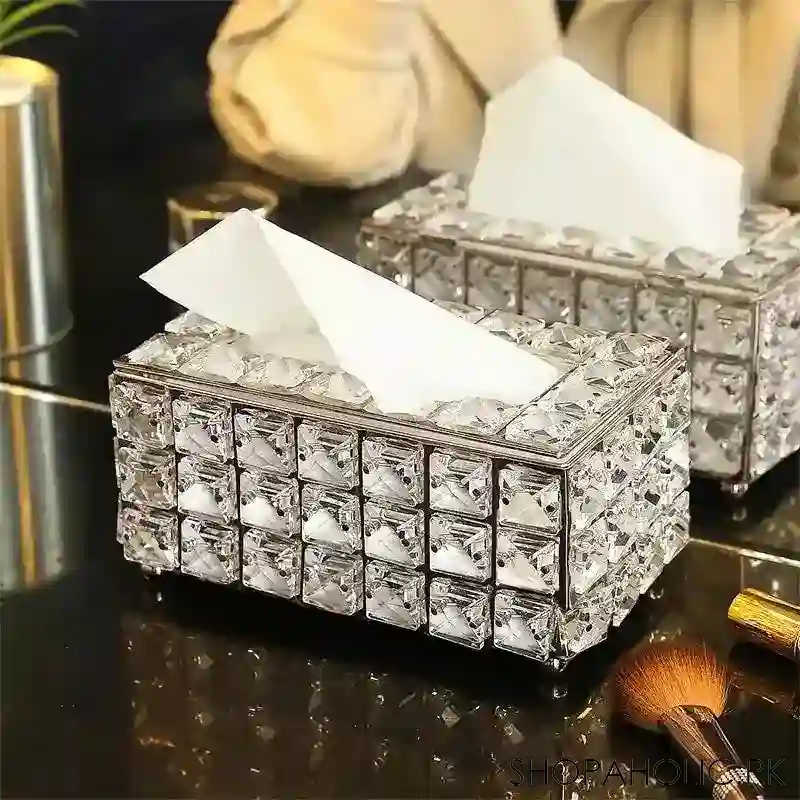 rectangular crystal rhinestone tissue box image2