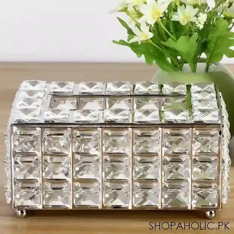 rectangular crystal rhinestone tissue box image5