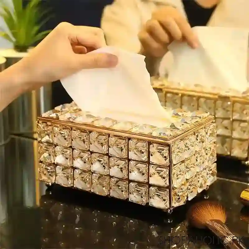 rectangular crystal rhinestone tissue box main image