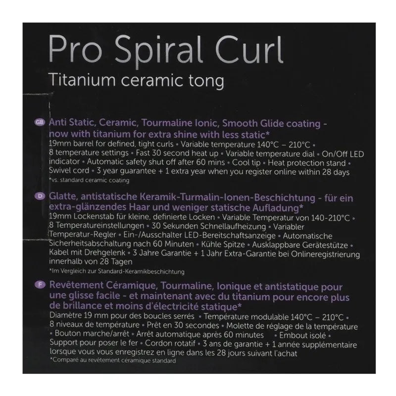 remington pro spiral curl titanium ceramic tong, 19mm, ci5519 image4