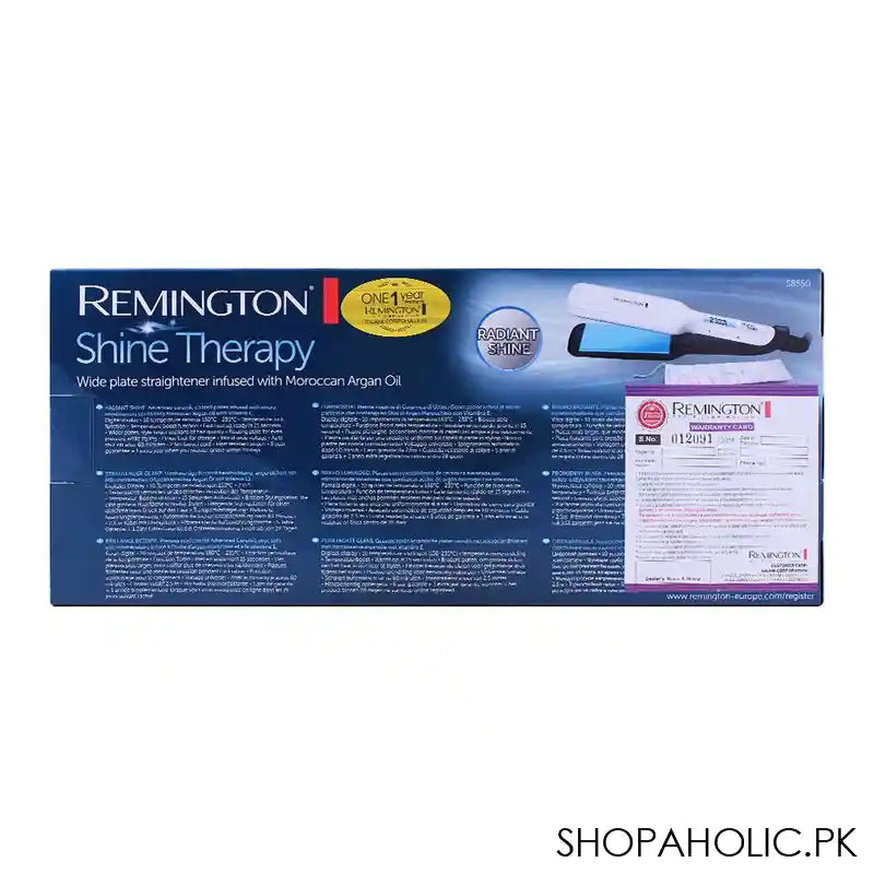 Remington Shine Therapy Wide Plate Hair Straightener, S8550 - Image 7