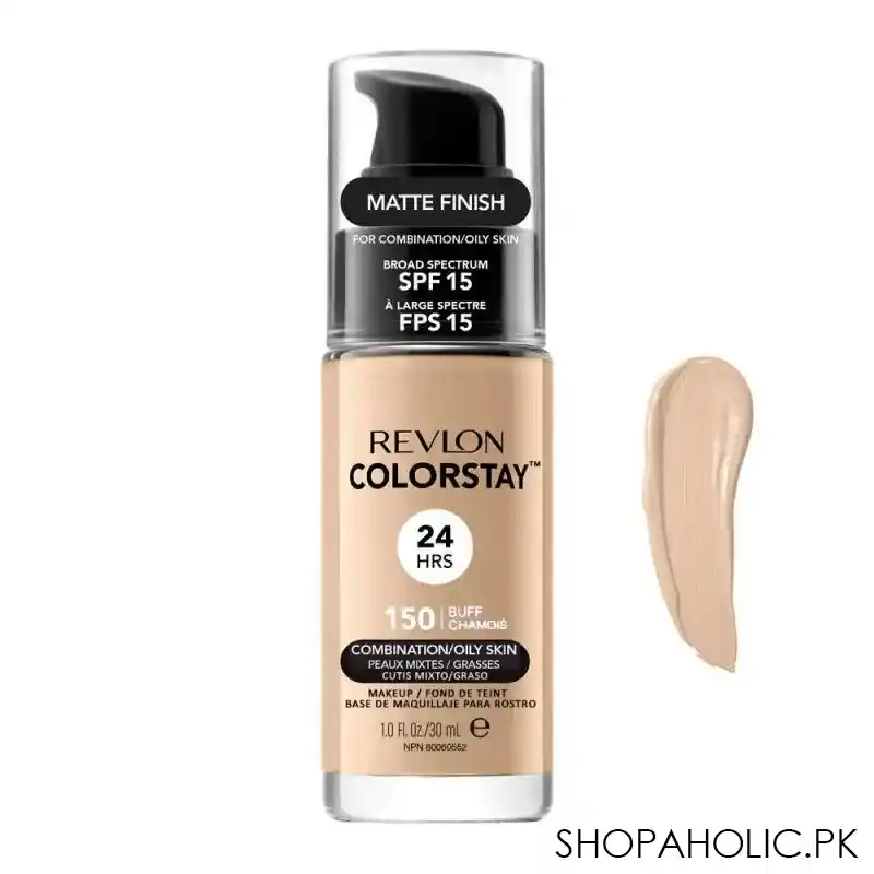 revlon colorstay 24h matte finish foundation, combination/oily skin, spf 15, 150 buff main image