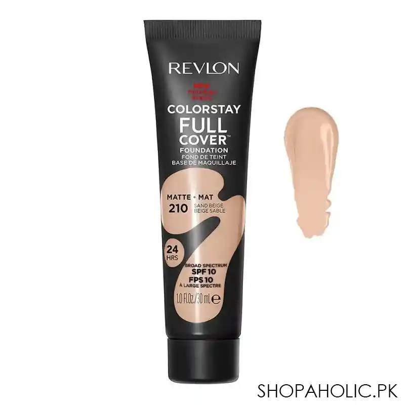 revlon colorstay full coverage matte foundation, 210 sand beige main image