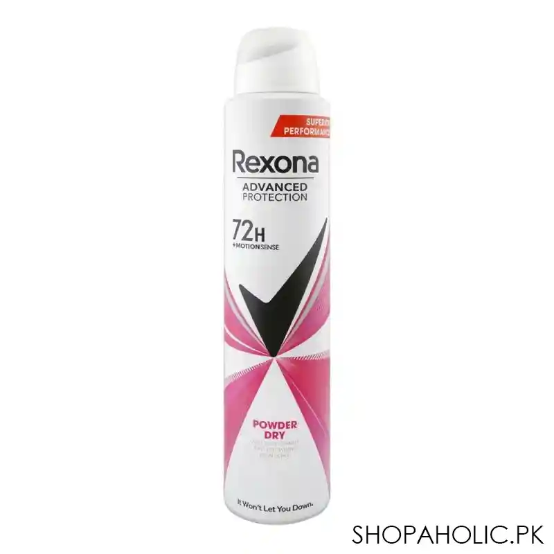 rexona advanced protection 72 hours+ motion sense powder dry anti transparent body spray, for women, 200ml main image