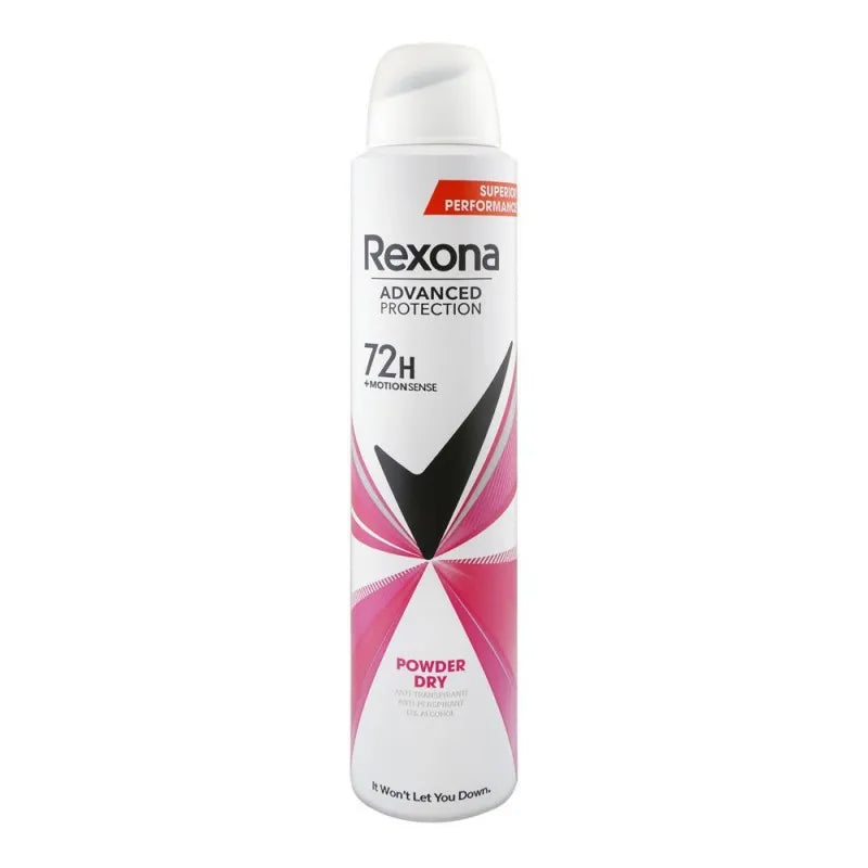 rexona advanced protection 72 hours+ motion sense powder dry anti transparent body spray, for women, 200ml main image